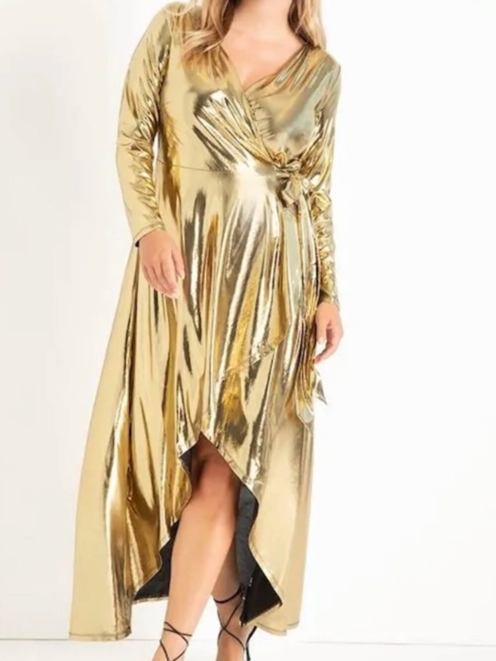 PLUS SIZE Metallic Wrap Dress